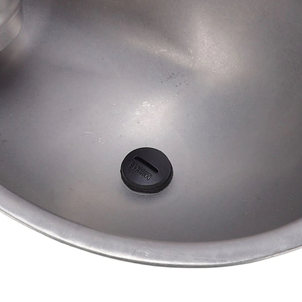 Close-up of drain plug inside empty Manewise stable waterer bowl