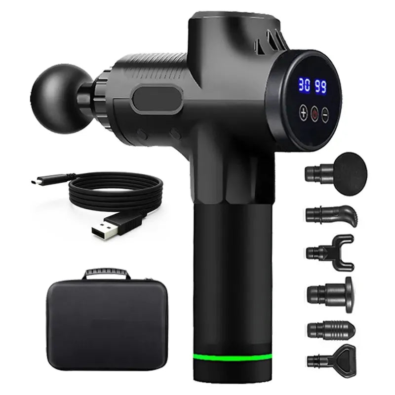 Manewise recovery massager full accessory set, side view with attachments